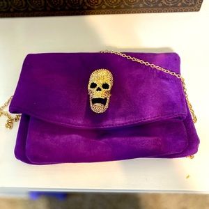 Akira purple purse with gold skull